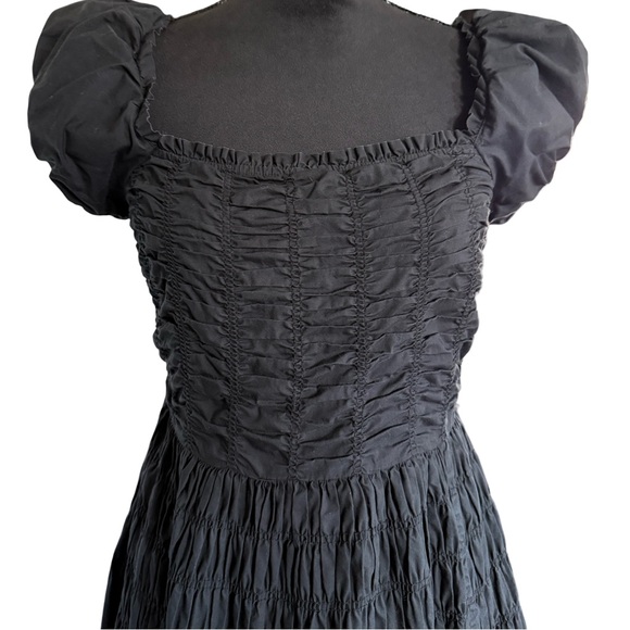 DÔEN Katherina Black Cotton Maxi Dress – Size Medium – Square Neck Puff Sleeve - Picture 5 of 9